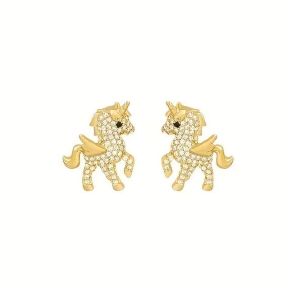 14K Gold‎ Plated Unicorn Stud Earrings